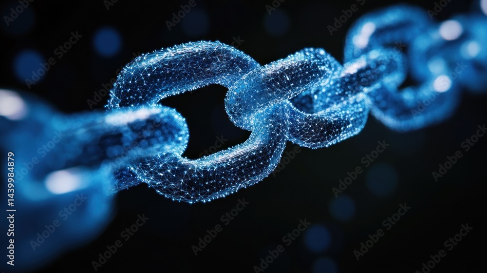 Glowing chain link, dark background, connection Glowing chain link, dark background, connection
