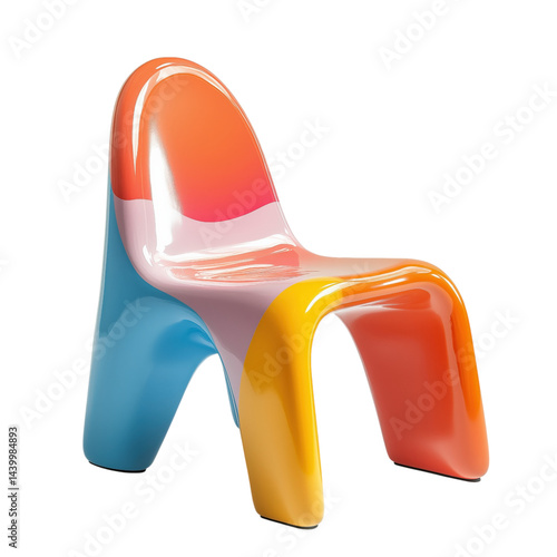 Obraz na płótnie Colorful plastic children's chair with red, yellow, blue, and orange segments, playful modern design isolated on transparent background w salonie