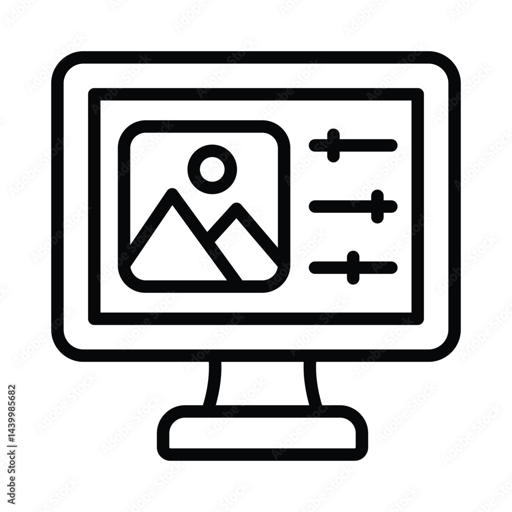 Photo Editing Vector outline icon. Eps10 file Photo Editing Vector outline icon. Eps10 file