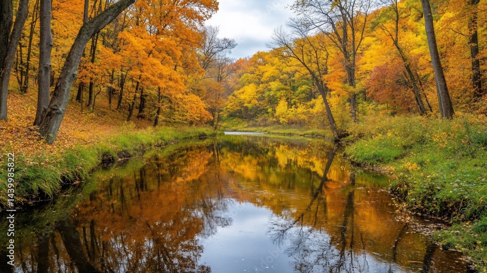 Autumnal Forest River Reflection Autumnal Forest River Reflection