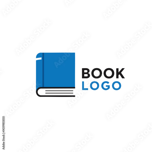 Simple Blue Book Logo Icon for Publisher or Bookstore Brand

