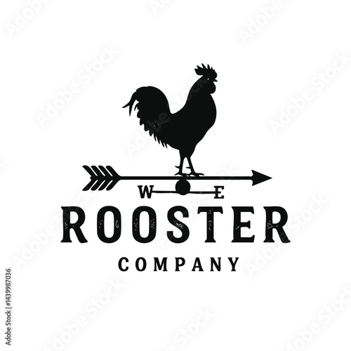 Rooster Company Logo with Rooster Silhouette on Weather Vane Arrow

