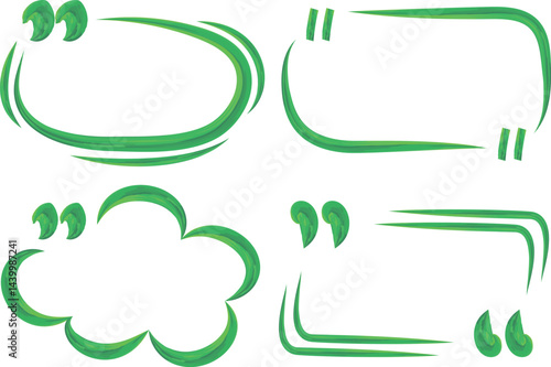 green colorful thick outline hand drawn abstract quote frames set vector