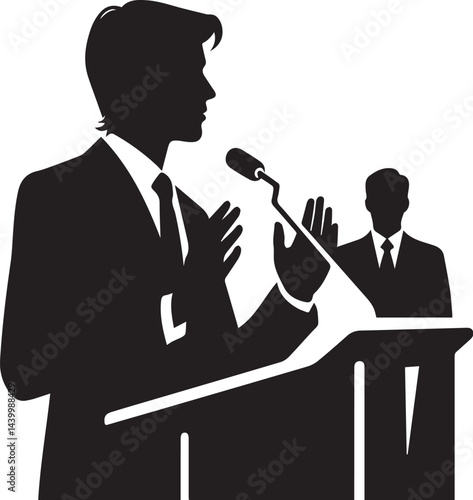 Silhouette of a speaker giving a conference speech