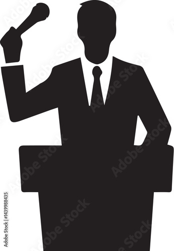 Silhouette of a speaker giving a conference speech