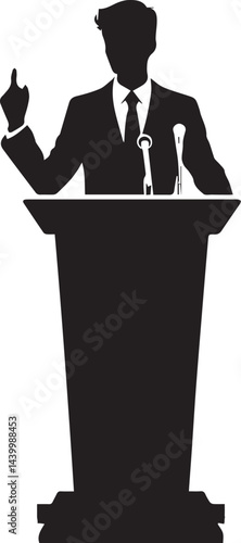 Silhouette of a speaker giving a conference speech