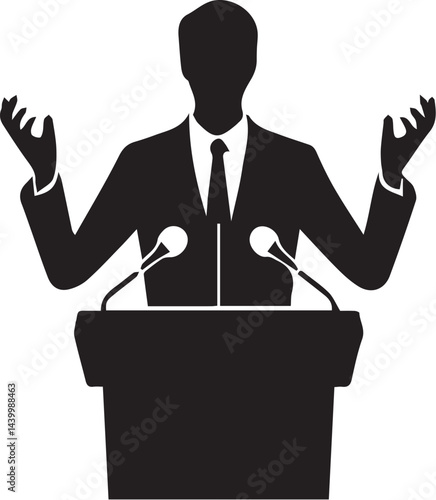 Silhouette of a speaker giving a conference speech