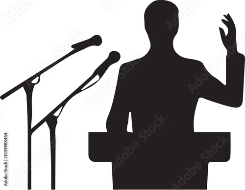 Silhouette of a speaker giving a conference speech