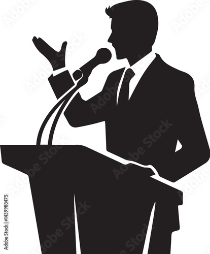 Silhouette of a speaker giving a conference speech