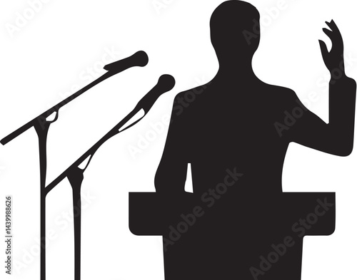Silhouette of a speaker giving a conference speech