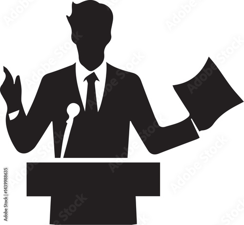 Silhouette of a speaker giving a conference speech