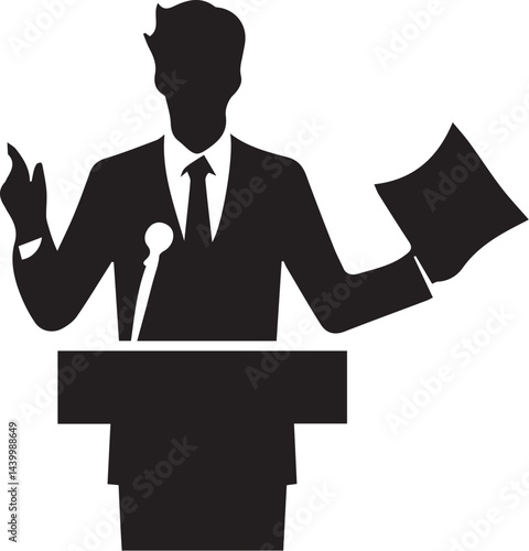 Silhouette of a speaker giving a conference speech