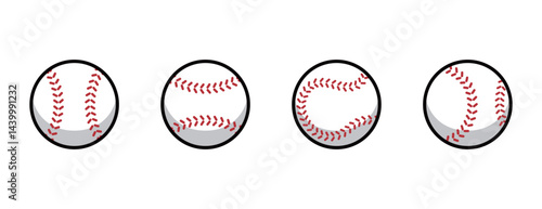 野球のボールのアイコンイラストセット（ベクター・切り抜き）