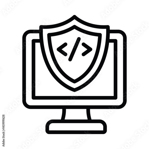 Free Download Secure Coding Vector outline icon. Eps10 file  - GFXLoad