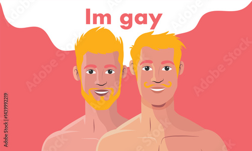 Happy gay couple celebrating love with pride
