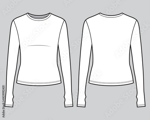 Womans t-shirt long sleeves with finger cut.