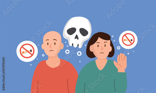 conceptual illustration vector for World No Tobacco Day, stop smoking awareness about the harmful effects of tobacco use and to encourage people around the world to quit smoking and using tobacco prod