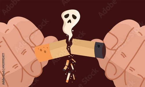 conceptual illustration vector for World No Tobacco Day, stop smoking awareness about the harmful effects of tobacco use and to encourage people around the world to quit smoking and using tobacco prod
