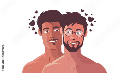 Loving couple smiling and embracing each other closely