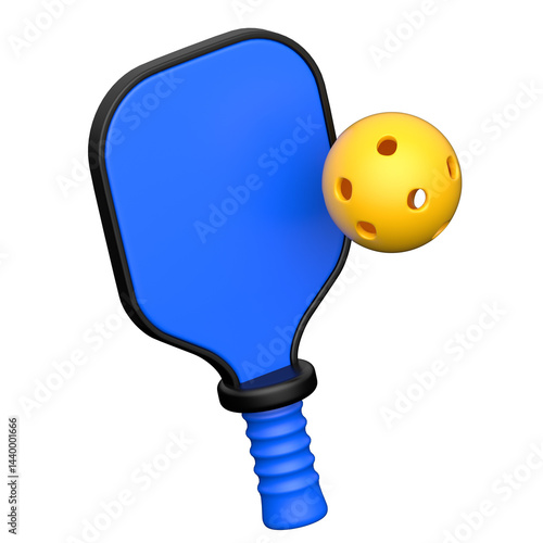 Pickleball 3D icon on transparent background	
