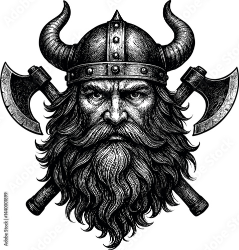 Viking Warrior vector black silhouette print design for T-Shirt