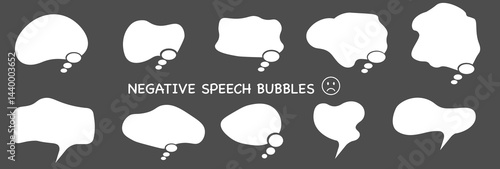  A set of comic icons and speech bubbles for vague anxiety and dissatisfaction, vector