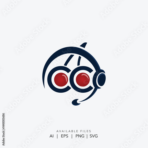 Creative Call Center Headset Logo with CC Letters for Customer Support and Communication Services