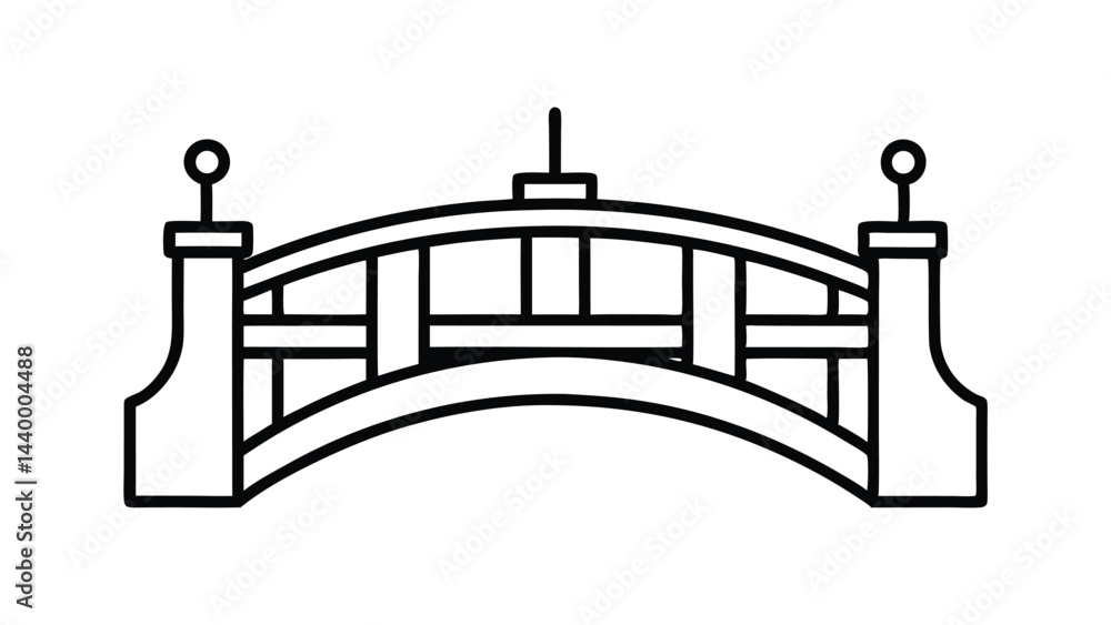 Obraz premium Simple Line Art Bridge Illustration