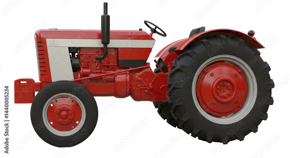 Obraz premium Isolated Red vintage tractor