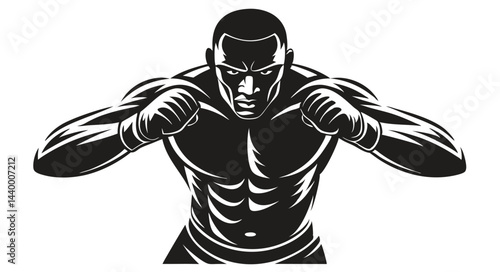 Boxer Fighting Stance Silhouette Vector Illustration