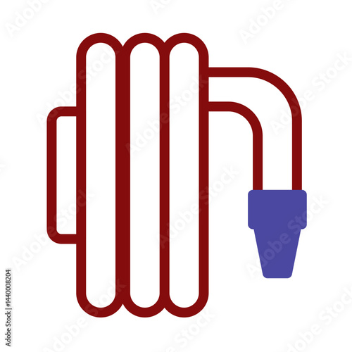 Stylized firehose illustration conveying safety and emergency equipment concept