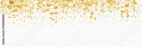 Glittering confetti on a transparent background. Gold confetti
