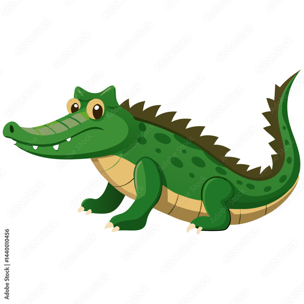 Friendly green cartoon crocodile with a big smile Friendly green cartoon crocodile with a big smile