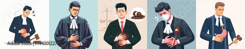 judge vector having stomach ache