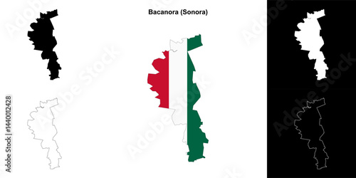 Bacanora municipality (Sonora) outline map set