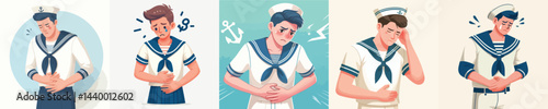 sailor vector having stomach ache