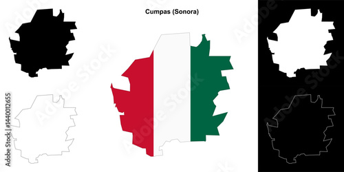 Cumpas municipality (Sonora) outline map set