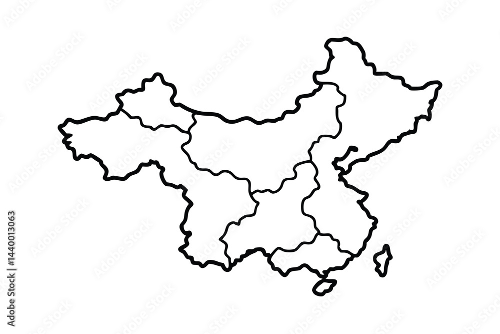 Simplified China Map Outline Simplified China Map Outline