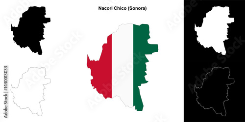 Nacori Chico municipality (Sonora) outline map set