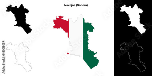 Navojoa municipality (Sonora) outline map set