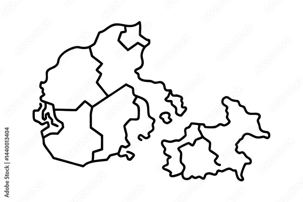Fototapeta Outline Map of Estonia Regions