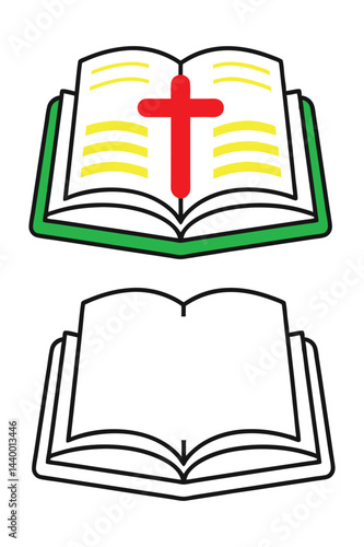 Christmas bible coloring book with coloring example for kids