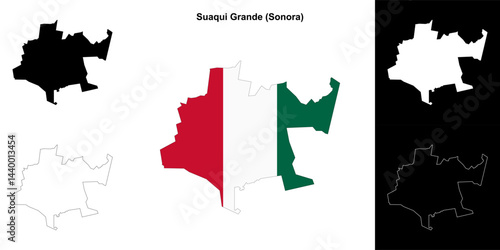 Suaqui Grande municipality (Sonora) outline map set