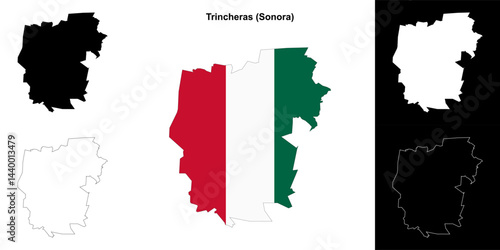 Trincheras municipality (Sonora) outline map set