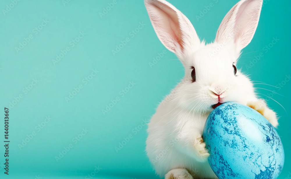 Obraz premium White Rabbit with Easter Egg