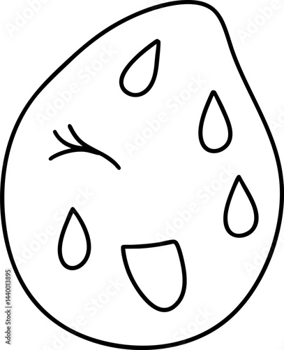 cheerful abstract face with playful lines and drops of water creates fun art piece that brings joy