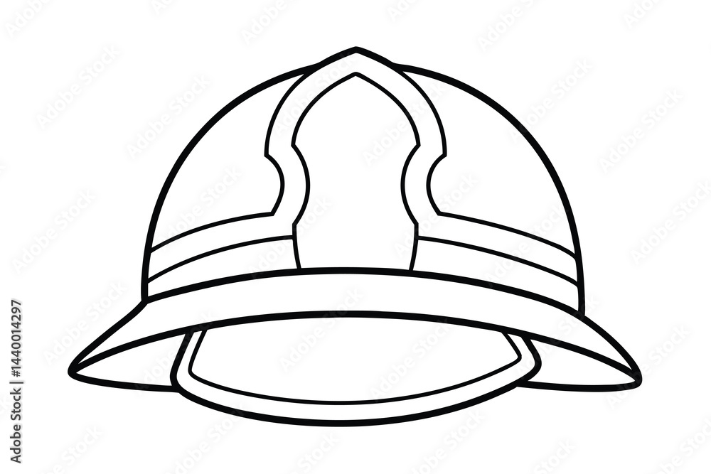 Line Art Firefighter Helmet Illustration Line Art Firefighter Helmet Illustration