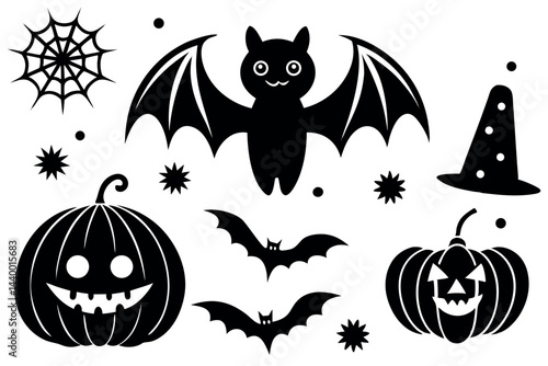    Cute Halloween elements vector illustration.

