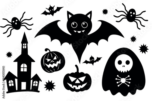    Cute Halloween elements vector illustration.

