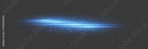 Blue light effects, neon flashes of lines. On a transparent background.